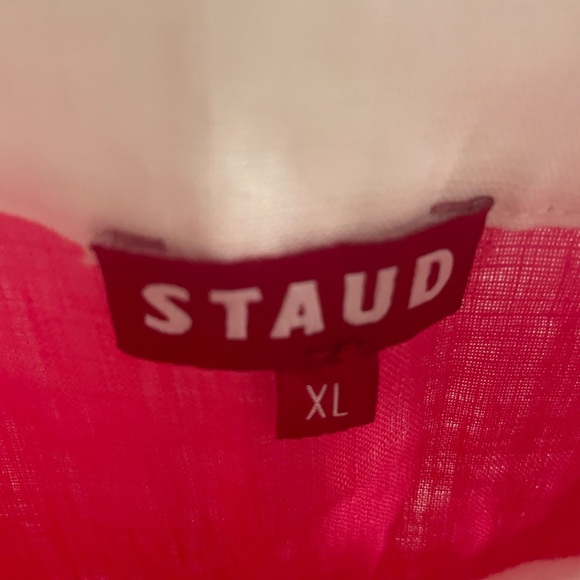 STAUD Renata Blossom Pink White Linen mini dress Extra Large XL - Picture 8 of 10